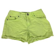 Justice Girls&#39; Neon Green Denim Shorts Raw Hem Size 12R 100% Cotton - £8.45 GBP