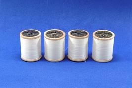 Lot of 4 Star Quilting Thread 100 Yds White 3 Cord Wooden Spool American... - $19.95