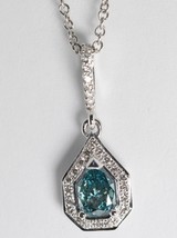 18k White Pear Diamond Pendant (0.6 Ct Blue &amp; White Diamonds VS) - $1,492.35