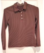 NIKE GOLF Top Womens Size S 4-6 Jersey Long Sleeve Brown Striped - £18.52 GBP