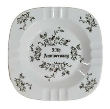 Ashtray 50th Anniversary Pearl China Hand Decorated 22 KT Gold 7” Square 12 Slot - £22.16 GBP