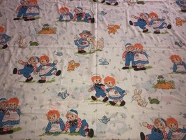 Vintage Raggedy Ann &amp; Andy Flat Bed Sheet Twin &amp; Double Bed Size  - $24.99