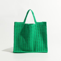 MABULA Pure Green Hollow Out Crochet Tote Shopper Handbags with Drawstring Clutc - £44.28 GBP