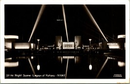 Vtg Postcard RPPC New York Worlds Fair - Night Scene Lagoon of Nations UNP - £5.93 GBP