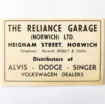 1954 Reliance Garage Dodge Alvis Dealership Advertisement Automobilia E89F4 - $10.00