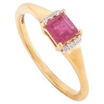 18k Yellow Gold Genuine Ruby Diamond Engagement Ring for Her - £521.19 GBP