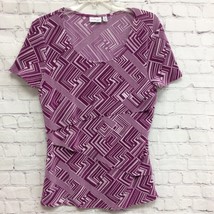 Kim Rogers Womens Blouse Purple Geometric Short Sleeve Scoop Layered Petites PL - £2.36 GBP