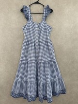 Shabby Chic Size 8 Blue White Check Embroidered Tiered Lined Button Up Dress - £26.57 GBP