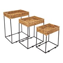 47th &amp; Main Woven Rectangular Nesting Tables for Living Room, Set of 3, Seagrass - £113.31 GBP