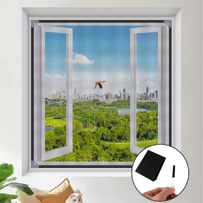 Easy-Fit Black Window Bug Net – 150x129cm Fly Insect Mesh with Hook &amp; Lo... - $8.54