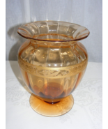 Vintage Depression Era Peach Color Vase Gold Band Motif Pheasant 13-F - $1,837.67 MXN