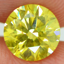 Loose Round Shape Diamond Fancy Yellow Color SI1 Certified Enhanced 1.09 Carat - £1,029.66 GBP