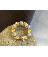 14K Yellow Gold Pearl Brooch 6.61g Fine Jewelry Leafy Wreath Pin - £418.70 GBP
