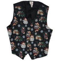 Bobbie Brooks Women&#39;s Christmas Vest Large Black Tie Back Santa  Presents Holly - £10.91 GBP