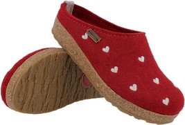 HAFLINGER Grizzly Cuoricini Rubin RED Hearts Arch Support Slipper  EU 37 39 41 - £78.17 GBP+