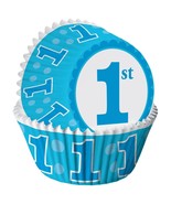 1st Birthday Baby Boy Blue Cupcake Baking Cups First Party Supplies 75 P... - $4.95