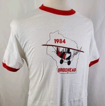Vintage Wisconsin Fly-In Brodhead T-Shirt Ringer Large Hanes 50/50 Deadstock 80s - £15.85 GBP