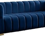 Gwen Collection Velvet Upholstered Sofa With Deep Biscuit Tufting, Navy - $2,333.99