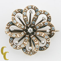 Antiker Look 14k Gelbgold Vintage Diamant &amp; Emaille Band Brosche 6.2 Gramm - $2,396.61