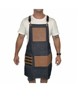 Empire Barber Apron - Denim Canvas w/ leather pocket For scissors blades... - $33.43 CAD