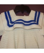 Dress Crochet Sailor Nautical Handmade. 18 - 24 months 2T White Blue Girls - $25.89