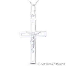 Jesus &amp; Latin Crucifix Cutout Cross Chunky Pendant in .925 Italy Sterling Silver - £14.56 GBP+