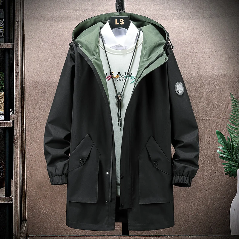  Men Hooded Jacket Double Sided Wear Casual Streetwear Loose Windbreaker High Qu - £157.18 GBP