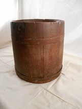 Antique Primitive Wooden Stave Well Water Bucket Metal Bands WOOD VINTAGE - £36.24 GBP