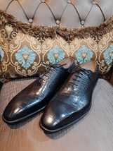 Men&#39;s Handmade black Alligators dress shoes, Men Black Crocodile Patterned shoes - £102.84 GBP