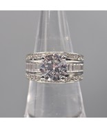 Wide Band CZ Engagement Ring Silver Tone Sz 6.5 Work Travel Replacement - $561.81 MXN