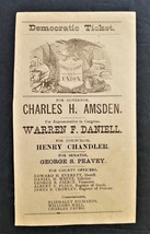 1890 Antique Political Democratic Campaign New Hampshire Ticket Chas Amsden Gov - £71.41 GBP