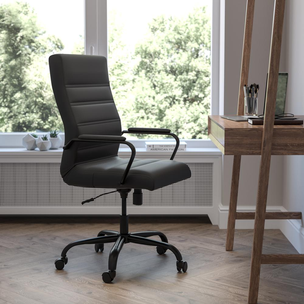 High Back Black LeatherSoft Executive Swivel Office Chair with Black