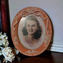 Terragrafics Terracotta Oval Photo Frame Ceramic 8x10 Fairy Victorian Shabby Vtg - $49.49