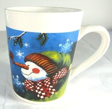 Snowman Christmas Cardinal Roysl Norfolk Coffee Tea Off White/Blue Mug Cup 10 oz - £5.69 GBP