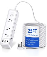 Flat Extension Cord 25 ft Surge Protector Power Strip with 9 Widely Outl... - $81.37