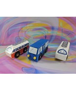 Lot of 3 Wooden Train Set Cars - Van, Bus - Fits Thomas &amp; Friends - €8,81 EUR