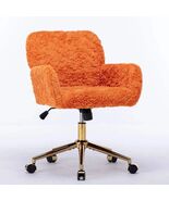 AA Furniture Swivel Office Chair With Golden Base Orange Upholstery - $138.59