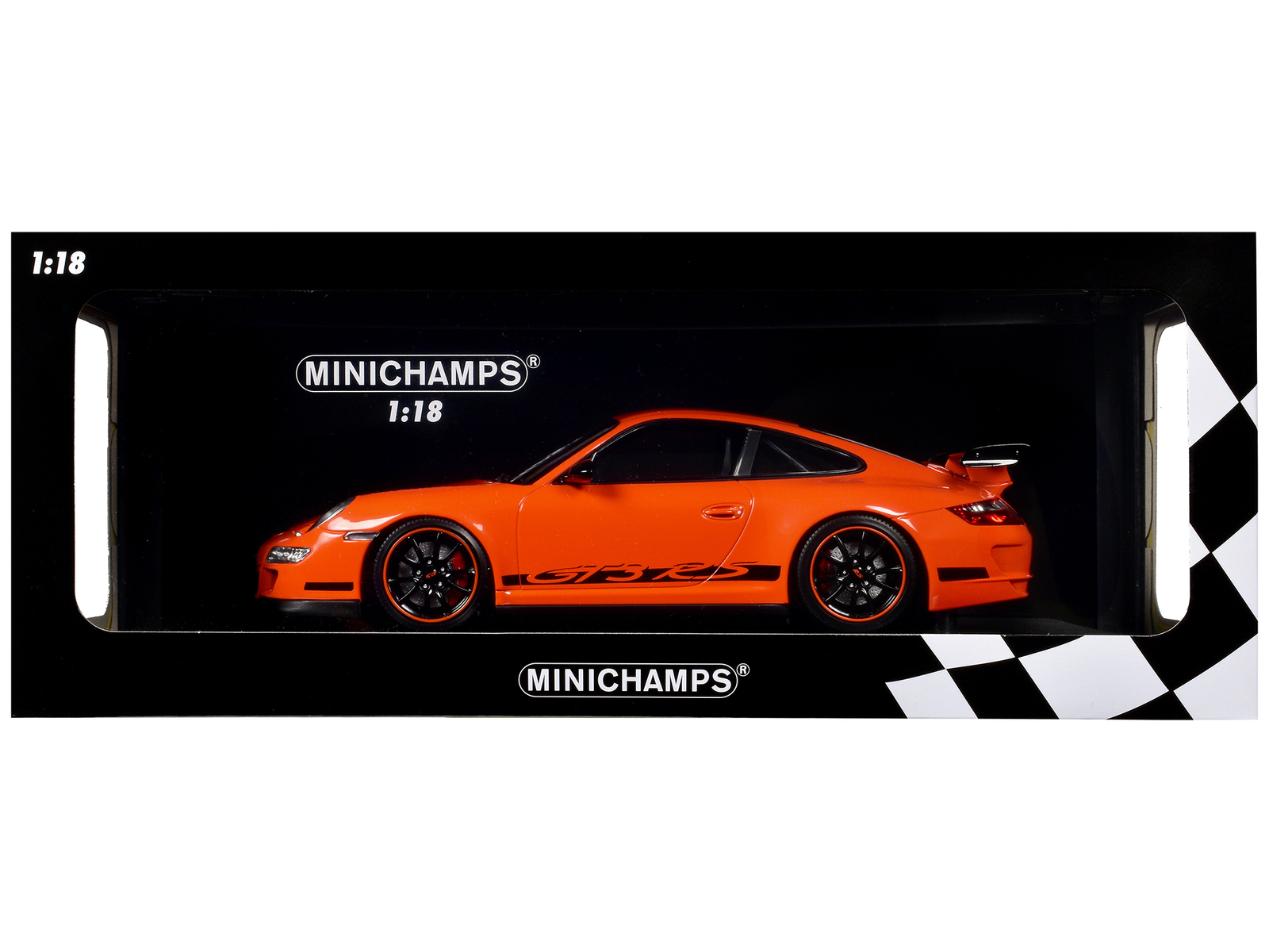 2007 Porsche 911 GT3 RS Orange with Black Stripes 1/18 Diecast Model Car by Mini - $178.99