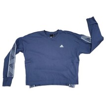 Adidas Blue Sweatshirt Pullover Womens Size Small Logo Print Long Sleeve - £11.95 GBP