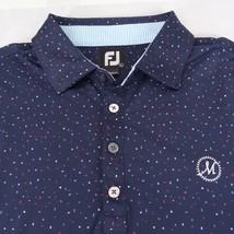 Footjoy Men&#39;s Polo Size L Confetti Polka Dot Cup M Club Golf Logo Shirt Blue - $28.45