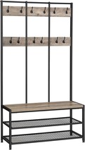 Vasagle Large Coat Rack Stand, Coat Tree With 12 Hooks, And Shoe Bench In - $155.99