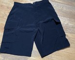 Men&#39;s Lightweight Black Wide Leg Cargo Shorts Bignd Sz Large Y2K - £15.61 GBP