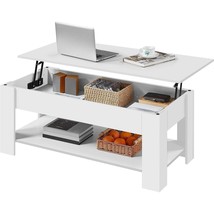 Lift-Top Coffee Table Laptop Desk TV Tray in White Wood Finish - $327.69 CAD