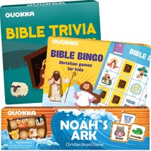 QUOKKA 3X Set Bible Games for Kids 4-6 - Board Bingo Game - Bible Trivia for Fam - £23.21 GBP