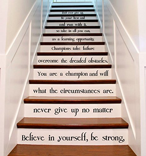Primary image for (42" X 43") Vinyl Stairs Decal Quote Believe in Yourself, Be Strong / Inspiratio