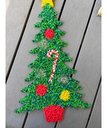 Vtg 70s Christmas Tree Wall Decor Popcorn Art Textured Melted Plastic - $604.02 MXN