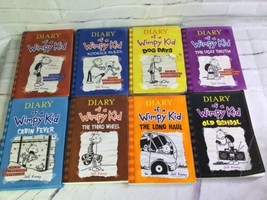 Lot of 8 Diary of a Wimpy Kid Series Books by Jeff Kinney Hardcover &amp; Paperbacks - £24.39 GBP
