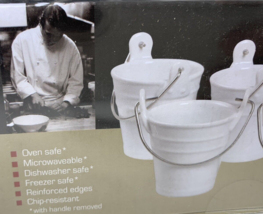 6 Denmark Vitrified Porcelain  CONDIMENT BUCKETS Containers Oven to Table - $24.75