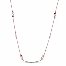 14kt Rose Gold Womens Round Ruby Diamond Fashion Necklace 1/2 Cttw - £711.77 GBP