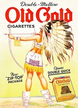 Old Gold Cigarette - American Native Indian Girl - 1939 - Advertising Poster - £7.47 GBP+